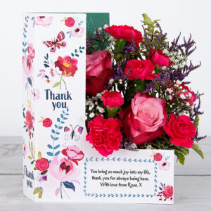 Thank You Flowers with Dutch Roses, Spray Carnations, Lilac Limonium, Gypsophila and Pittosporum
